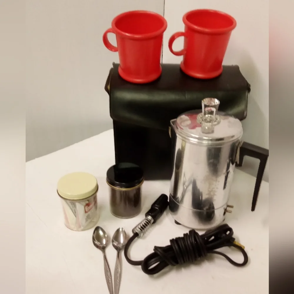 Empire Coffee Pot Travel Kit Electric Aluminum Vintage